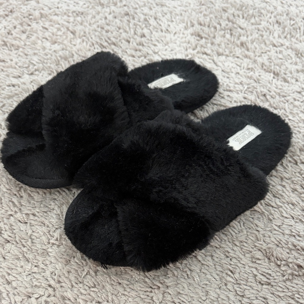 Victoria Secret Black Open Toed Slippers